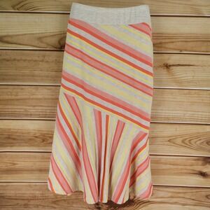 Passports Maxi Skirt Womens S Multicolor Striped Polyester Elastic Waist Stretch